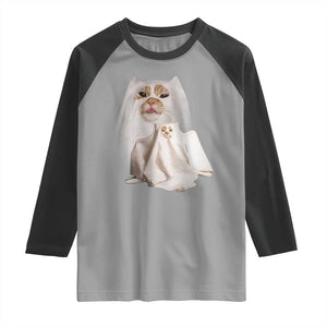 Funny Halloween Ghost Cat Meme Raglan Shirt TS10 Sport Gray Black Print Your Wear