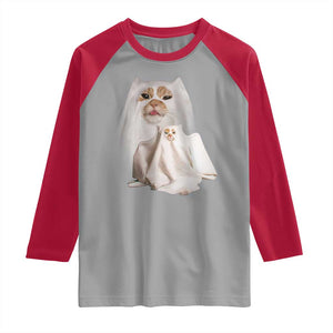 Funny Halloween Ghost Cat Meme Raglan Shirt TS10 Sport Gray Red Print Your Wear