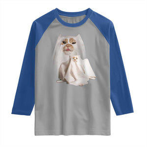 Funny Halloween Ghost Cat Meme Raglan Shirt TS10 Sport Gray Royal Print Your Wear