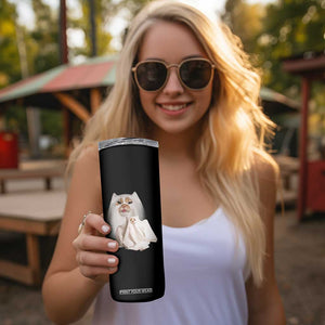 Funny Halloween Ghost Cat Meme Skinny Tumbler TS10 Print Your Wear