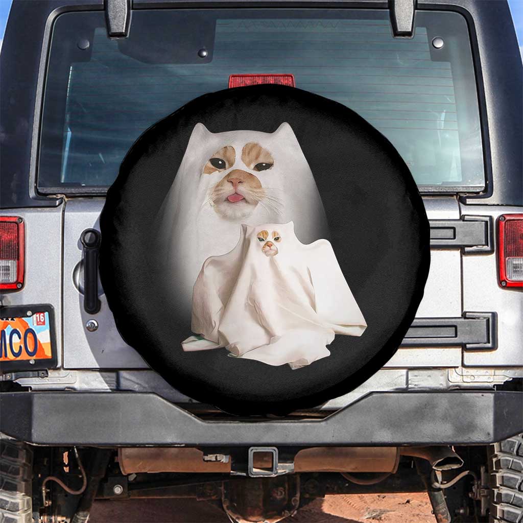 Funny Halloween Ghost Cat Meme Spare Tire Cover TS10 No hole Black Print Your Wear