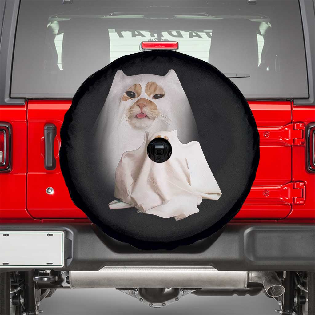 Funny Halloween Ghost Cat Meme Spare Tire Cover TS10 Black Print Your Wear