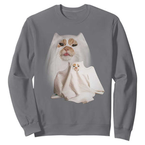 Funny Halloween Ghost Cat Meme Sweatshirt TS10 Charcoal Print Your Wear