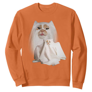 Funny Halloween Ghost Cat Meme Sweatshirt TS10 Orange Print Your Wear