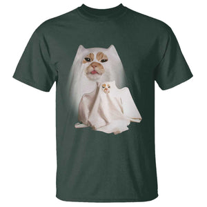 Funny Halloween Ghost Cat Meme T Shirt TS10 Dark Forest Green Print Your Wear