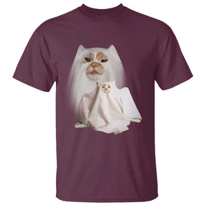 Funny Halloween Ghost Cat Meme T Shirt TS10 Maroon Print Your Wear