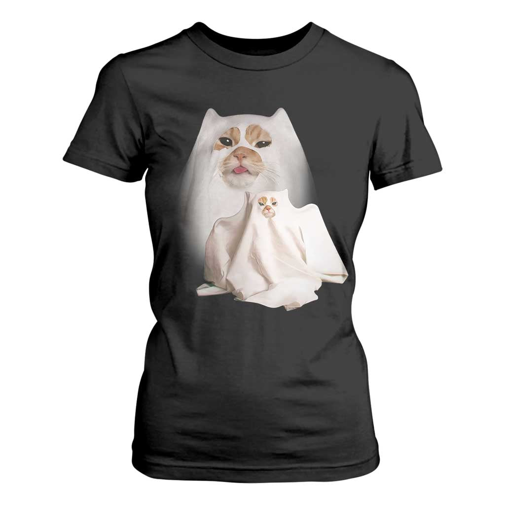 Funny Halloween Ghost Cat Meme T Shirt For Women TS10 Black Print Your Wear