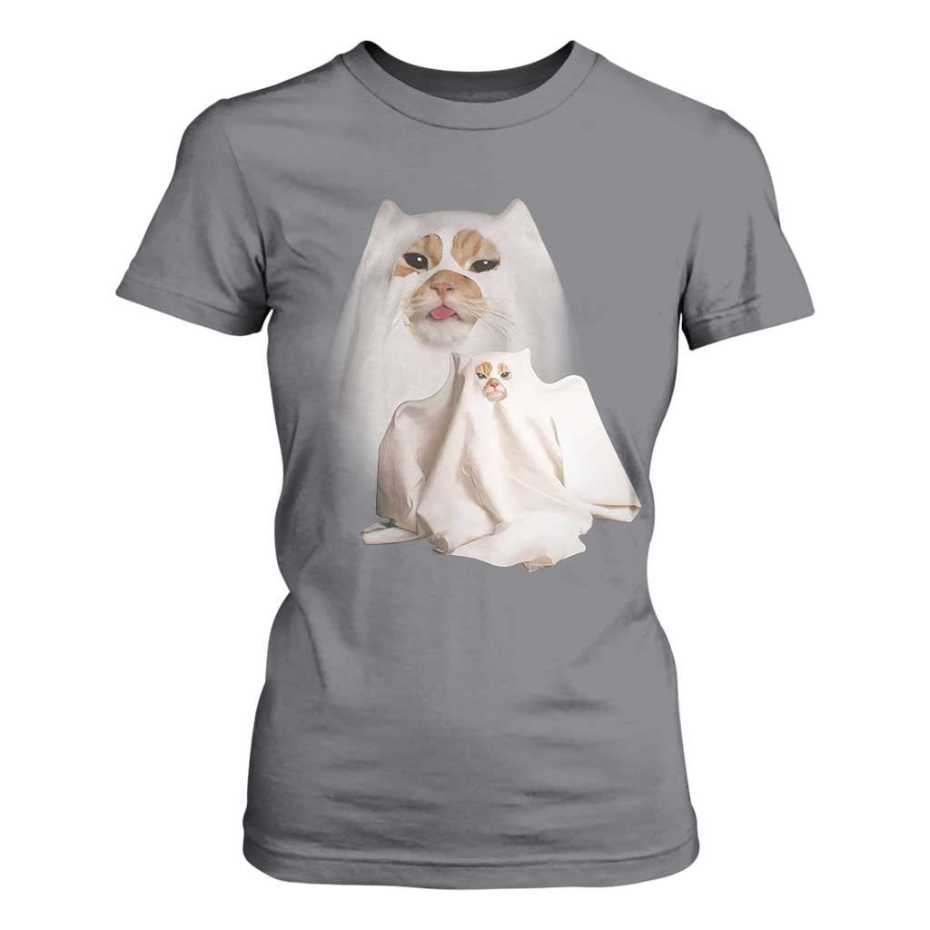 Funny Halloween Ghost Cat Meme T Shirt For Women TS10 Charcoal Print Your Wear