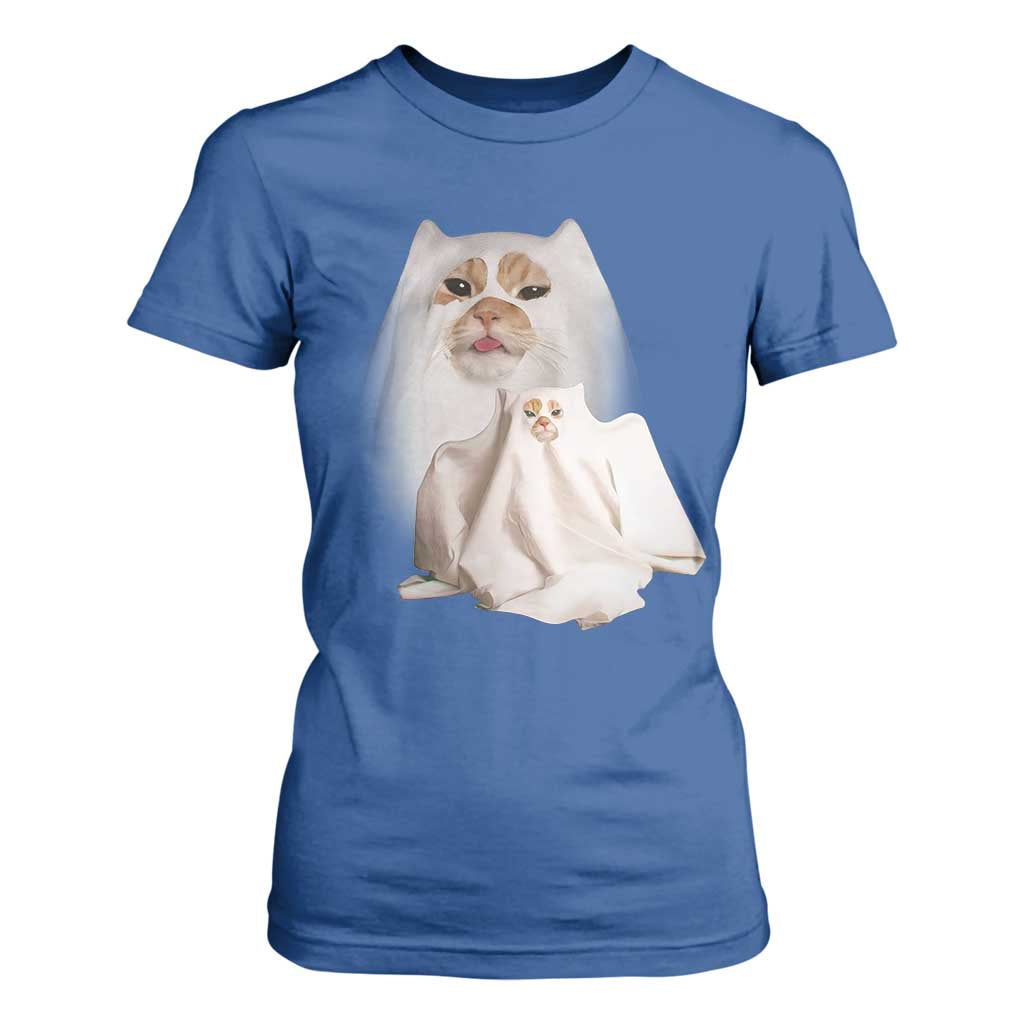 Funny Halloween Ghost Cat Meme T Shirt For Women TS10 Royal Blue Print Your Wear