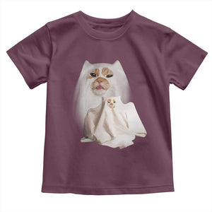 Funny Halloween Ghost Cat Meme Toddler T Shirt TS10 Maroon Print Your Wear