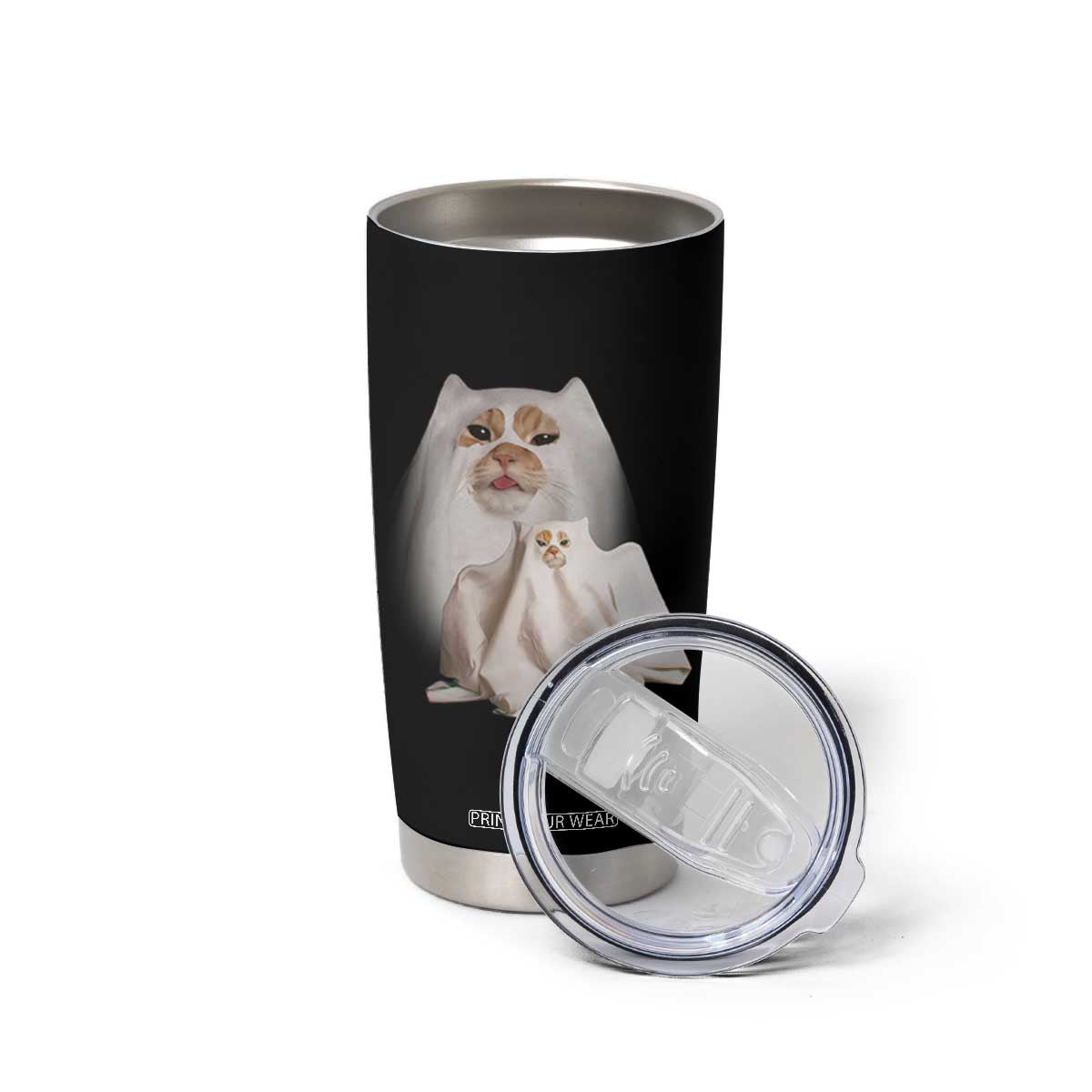 Funny Halloween Ghost Cat Meme Tumbler Cup TS10 Print Your Wear