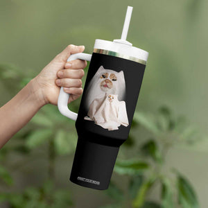 Funny Halloween Ghost Cat Meme Tumbler With Handle TS10 Print Your Wear