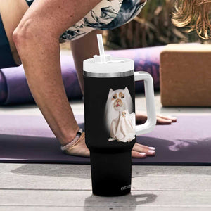 Funny Halloween Ghost Cat Meme Tumbler With Handle TS10 Print Your Wear