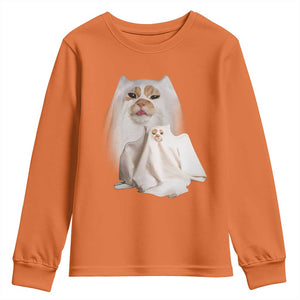 Funny Halloween Ghost Cat Meme Youth Sweatshirt TS10 Orange Print Your Wear