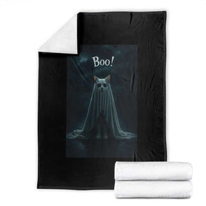 Cat Halloween Throw Blanket Spooky Season Ghost Kitten Haunted Mansion TS10 Black Print Your Wear