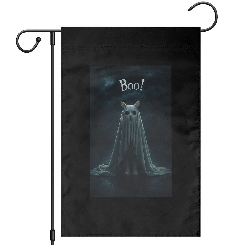 Cat Halloween Garden Flag Spooky Season Ghost Kitten Haunted Mansion TS10 Black Print Your Wear