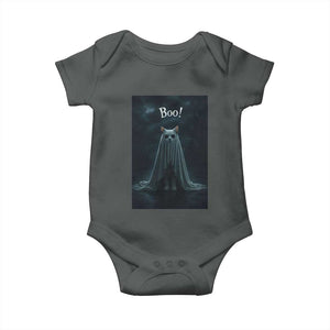 Cat Halloween Baby Onesie Spooky Season Ghost Kitten Haunted Mansion TS10 Dark Heather Print Your Wear
