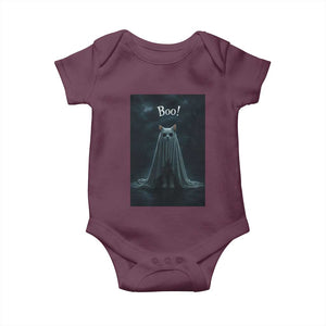 Cat Halloween Baby Onesie Spooky Season Ghost Kitten Haunted Mansion TS10 Maroon Print Your Wear