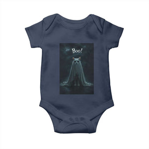 Cat Halloween Baby Onesie Spooky Season Ghost Kitten Haunted Mansion TS10 Navy Print Your Wear