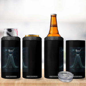 Cat Halloween 4 in 1 Can Cooler Tumbler Spooky Season Ghost Kitten Haunted Mansion TS10 Print Your Wear