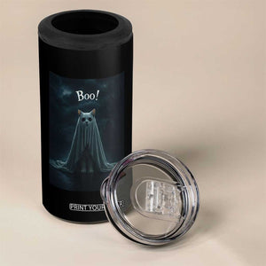 Cat Halloween 4 in 1 Can Cooler Tumbler Spooky Season Ghost Kitten Haunted Mansion TS10 Print Your Wear