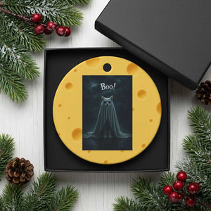 Cat Halloween Ceramic Ornament Spooky Season Ghost Kitten Haunted Mansion TS10 1pc Yellow Cheese Print Your Wear