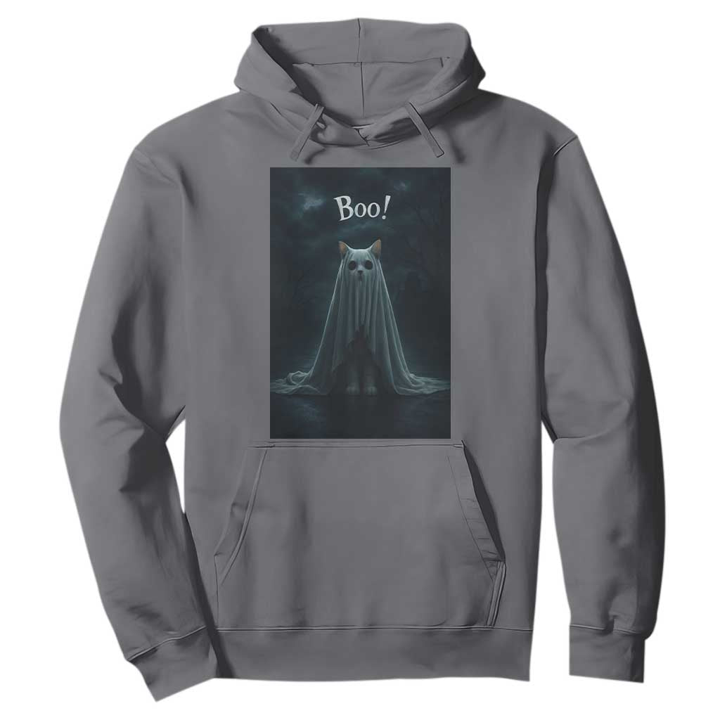 Cat Halloween Hoodie Spooky Season Ghost Kitten Haunted Mansion TS10 Charcoal Print Your Wear