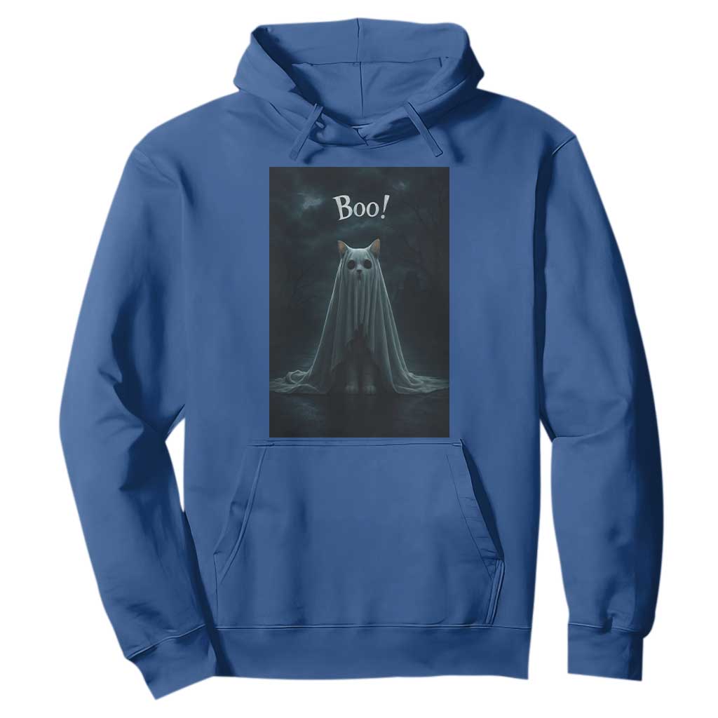 Cat Halloween Hoodie Spooky Season Ghost Kitten Haunted Mansion TS10 Royal Blue Print Your Wear