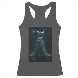 Cat Halloween Racerback Tank Top Spooky Season Ghost Kitten Haunted Mansion TS10 Dark Heather Print Your Wear