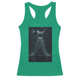 Cat Halloween Racerback Tank Top Spooky Season Ghost Kitten Haunted Mansion TS10 Irish Green Print Your Wear