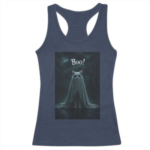 Cat Halloween Racerback Tank Top Spooky Season Ghost Kitten Haunted Mansion TS10 Navy Print Your Wear