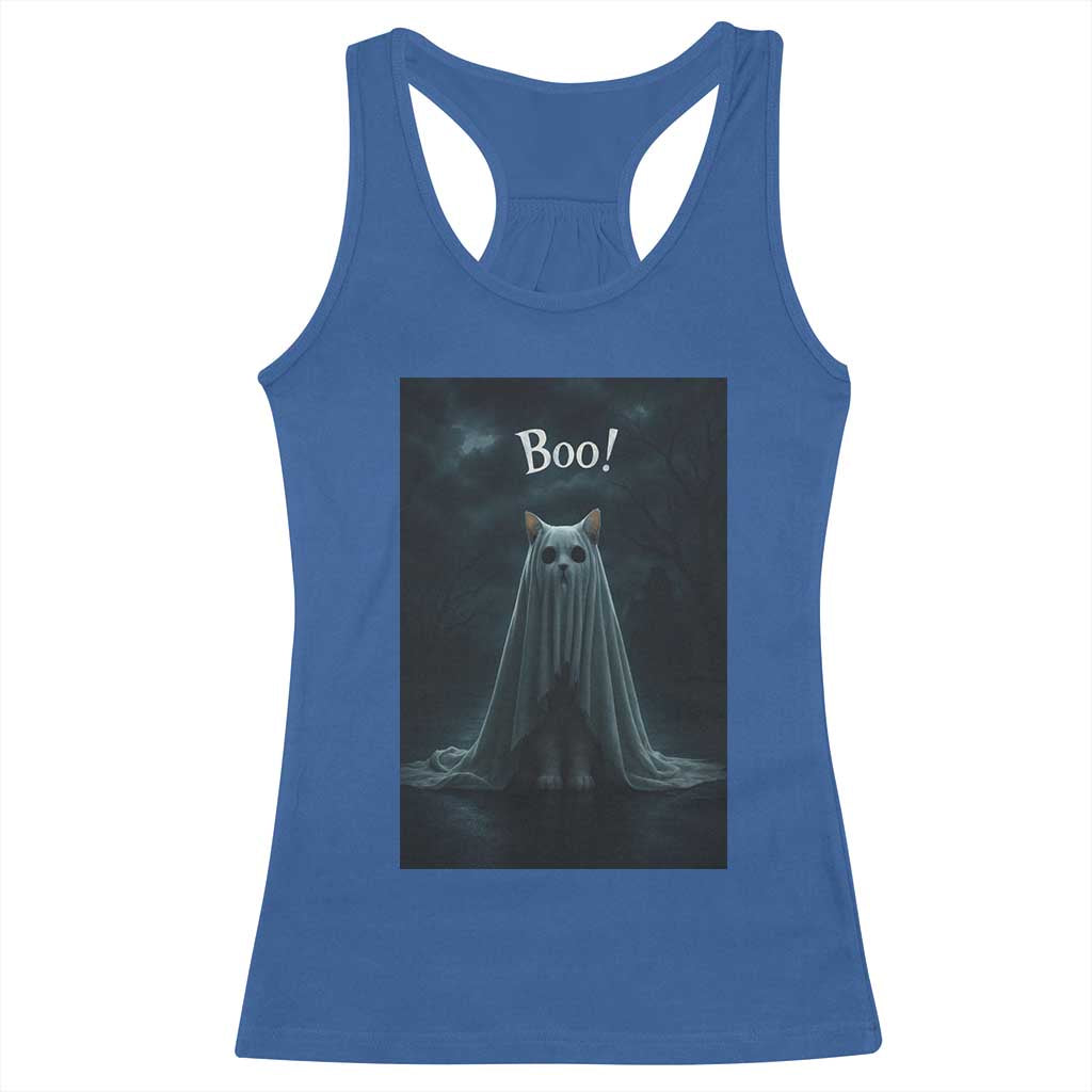 Cat Halloween Racerback Tank Top Spooky Season Ghost Kitten Haunted Mansion TS10 Royal Blue Print Your Wear