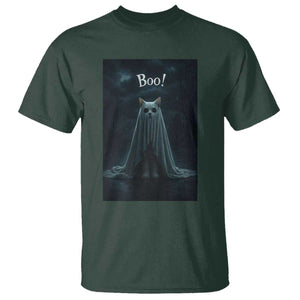 Cat Halloween T Shirt Spooky Season Ghost Kitten Haunted Mansion TS10 Dark Forest Green Print Your Wear