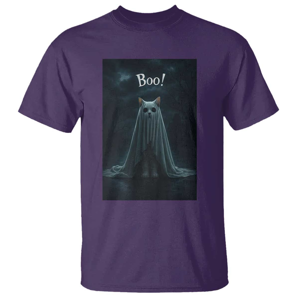 Cat Halloween T Shirt Spooky Season Ghost Kitten Haunted Mansion TS10 Purple Print Your Wear