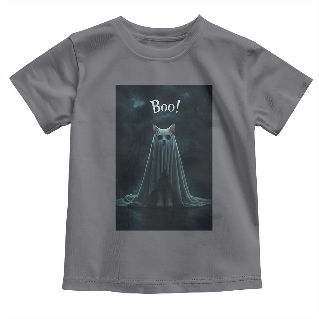 Cat Halloween Toddler T Shirt Spooky Season Ghost Kitten Haunted Mansion TS10 Charcoal Print Your Wear