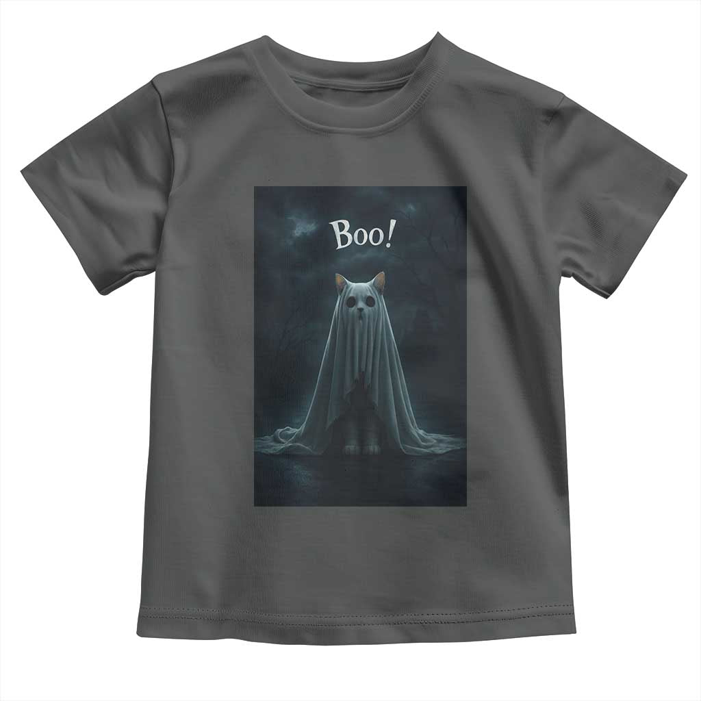 Cat Halloween Toddler T Shirt Spooky Season Ghost Kitten Haunted Mansion TS10 Dark Heather Print Your Wear