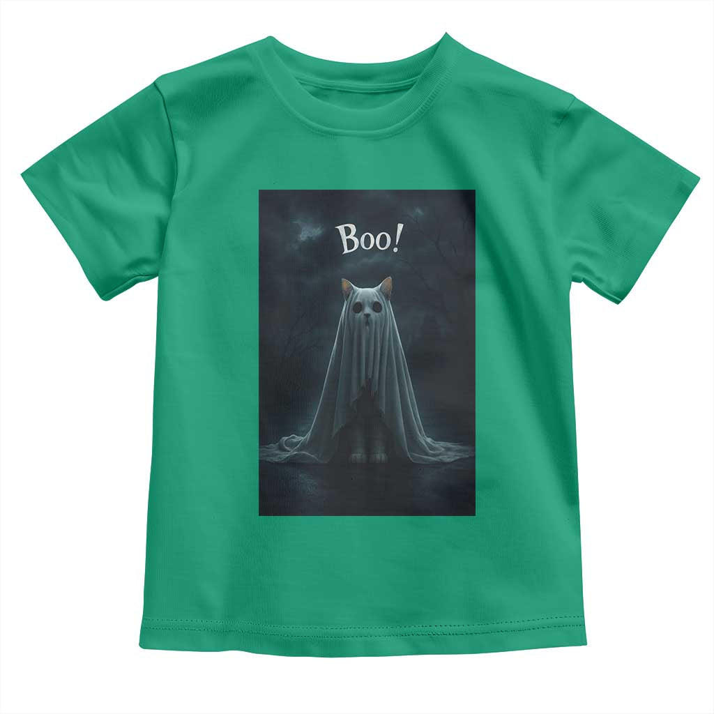 Cat Halloween Toddler T Shirt Spooky Season Ghost Kitten Haunted Mansion TS10 Irish Green Print Your Wear