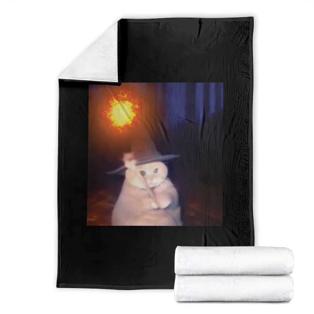 Wizard Cat Throw Blanket Weird Funny Retro Halloween Orange Cat Meme TS10 Black Print Your Wear
