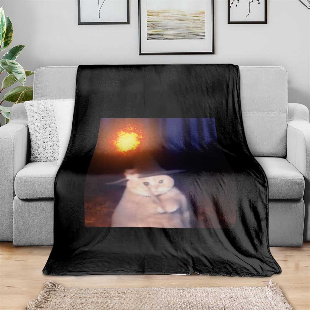 Wizard Cat Throw Blanket Weird Funny Retro Halloween Orange Cat Meme TS10 Print Your Wear