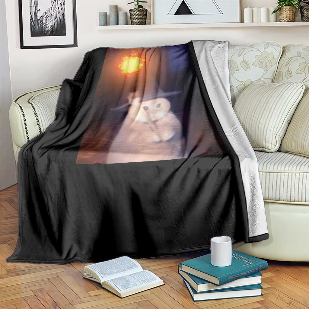 Wizard Cat Throw Blanket Weird Funny Retro Halloween Orange Cat Meme TS10 Print Your Wear