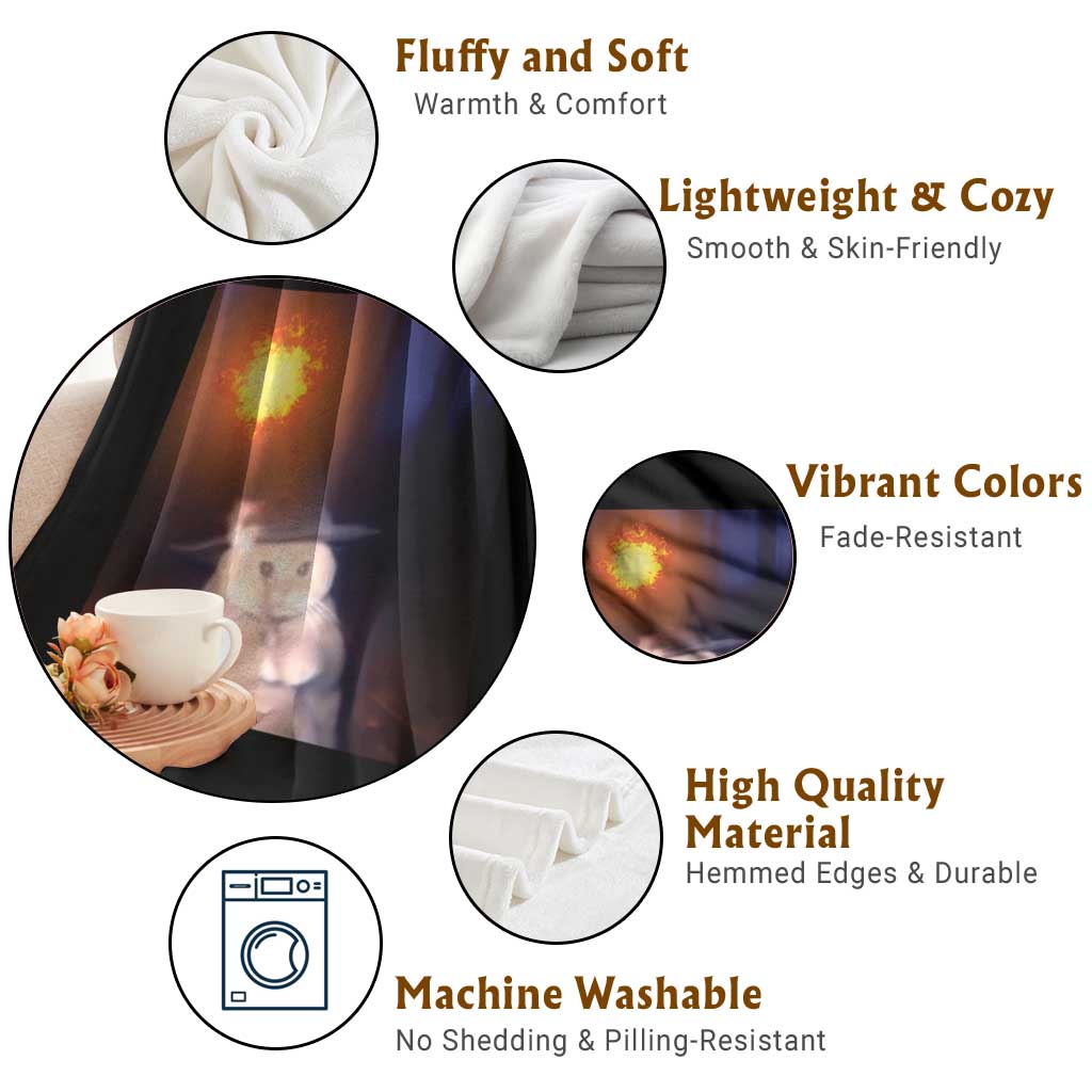 Wizard Cat Throw Blanket Weird Funny Retro Halloween Orange Cat Meme TS10 Print Your Wear