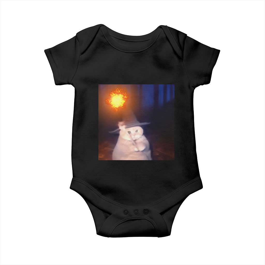 Wizard Cat Baby Onesie Weird Funny Retro Halloween Orange Cat Meme TS10 Black Print Your Wear