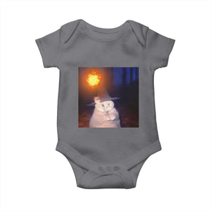 Wizard Cat Baby Onesie Weird Funny Retro Halloween Orange Cat Meme TS10 Charcoal Print Your Wear