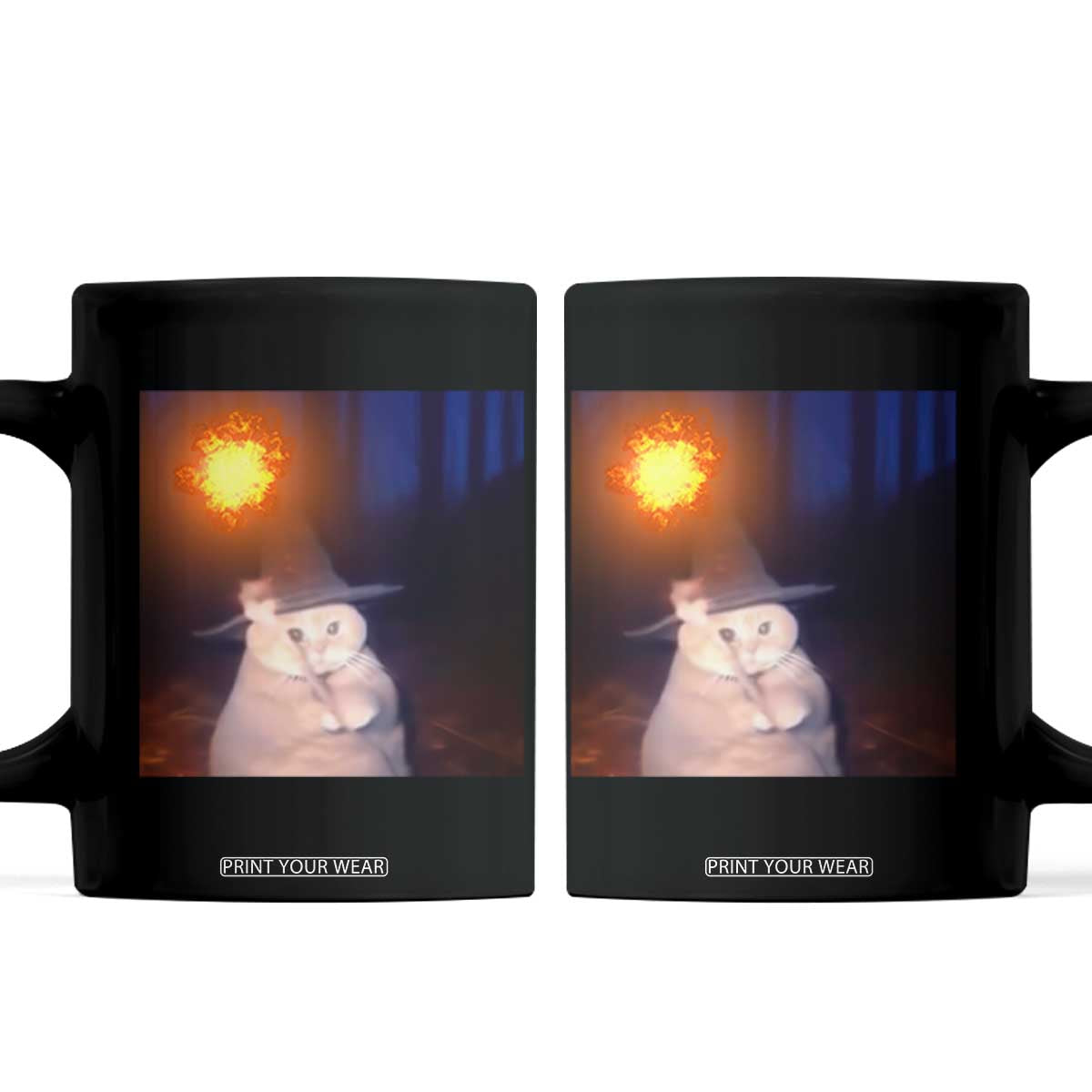 Wizard Cat Coffee Mug Weird Funny Retro Halloween Orange Cat Meme TS10 Black Print Your Wear