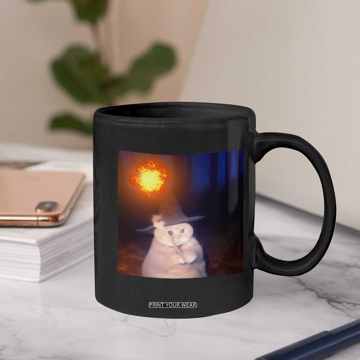 Wizard Cat Coffee Mug Weird Funny Retro Halloween Orange Cat Meme TS10 Print Your Wear