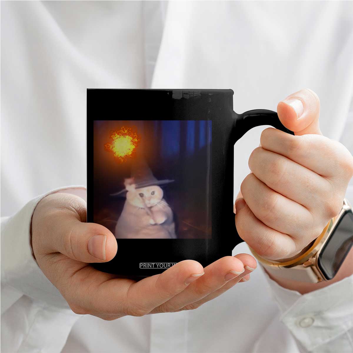 Wizard Cat Coffee Mug Weird Funny Retro Halloween Orange Cat Meme TS10 Print Your Wear