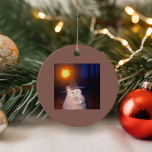 Wizard Cat Ceramic Ornament Weird Funny Retro Halloween Orange Cat Meme TS10 1pc Mocha Print Your Wear