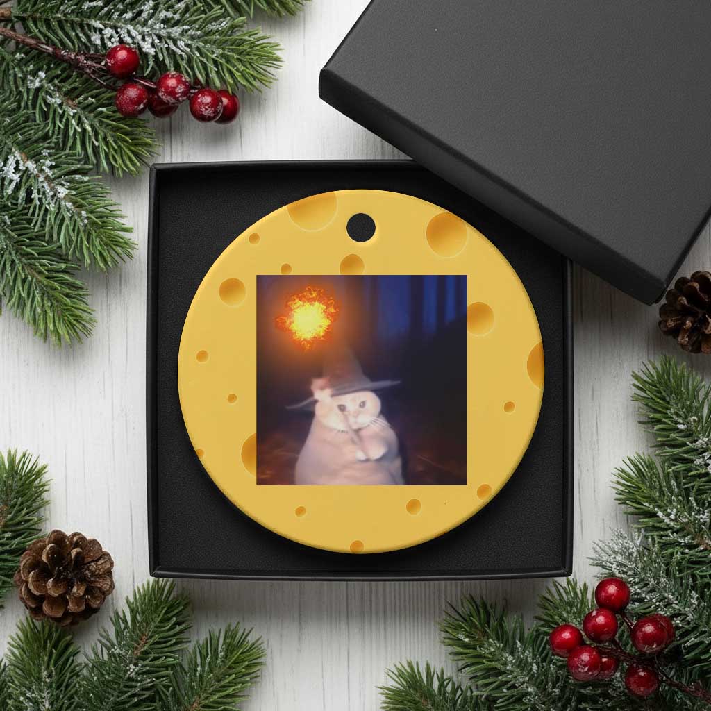 Wizard Cat Ceramic Ornament Weird Funny Retro Halloween Orange Cat Meme TS10 1pc Yellow Cheese Print Your Wear