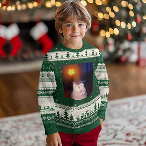 Wizard Cat Ugly Christmas Sweater Weird Funny Retro Halloween Orange Cat Meme TS10 Forest Green Beige Print Your Wear