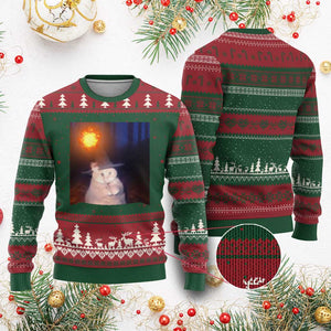 Wizard Cat Ugly Christmas Sweater Weird Funny Retro Halloween Orange Cat Meme TS10 Red Green Print Your Wear